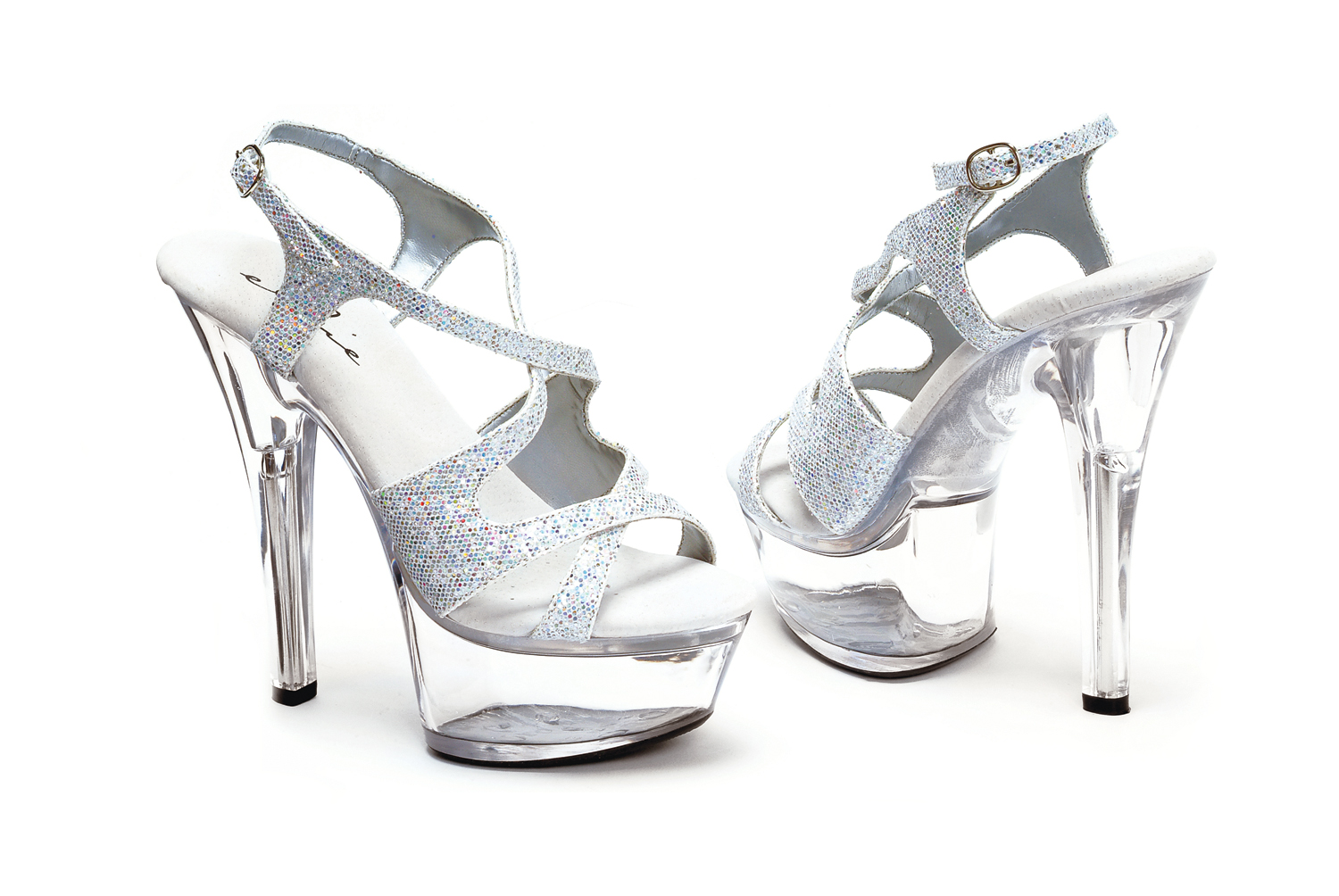 Lance - 6 Inch Silver Glitter Strappy Sandal